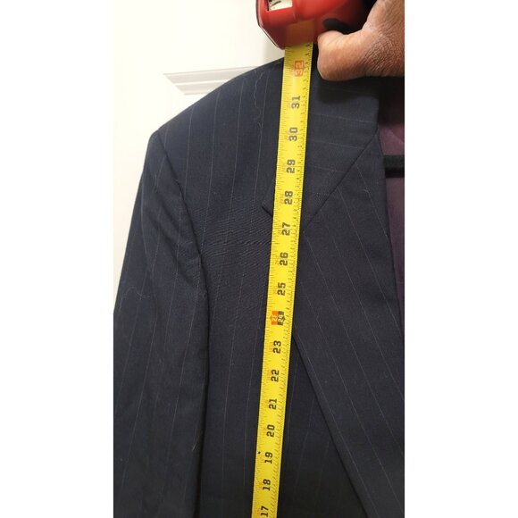 John Clarendon Mens Navy Pinstripe Wool Suit Jacket Size 42L Classic Fit - Picture 7 of 15